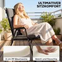 Outsunny 4er Set Sitzkissen wasserabweisend rutschfest Stuhlkissen mit Bändern, Indoor Outdoor 111,5 x 53 x 8 cm Dunkelgrau(m-4)