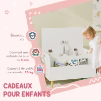 AIYAPLAY Coffre à jouet enfant, coffre de rangement enfant, couvercle rabattable et compartiment ouvert, 60x40x43cm, blanc(m-8)