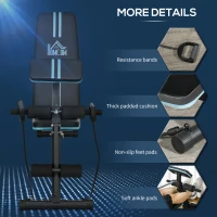 HOMCOM Ławka treningowa, składana ławka z 7-stopniową regulacją oparcia, ławka fitness do 120 kg, niebieska(m-8)