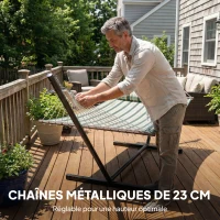 Outsunny Hamac sur pied 353 cm, hamac avec support acier avec coussin amovible et barres d'écartement, vert(m-6)