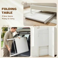 HOMCOM Compact Folding Desk for Small Spaces with Storage Shelf for Home Office, White(m-4)