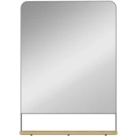 HOMCOM Wall Mirror with Wood Shelf - Black(m-1)