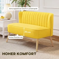 HOMCOM 2-Sitzer Sofa, weiche Polsterung, pflegeleichter Bezug, bis 220 kg, 117 x 56,5 x 77 cm, Gelb(m-4)
