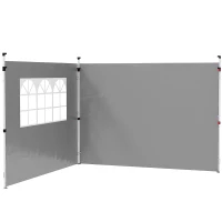 Outsunny Parois latérales pour tonnelle 3 x 3 m panneaux pour pavillon avec fenêtre lot de 2 tissu Oxford gris clair(m-1)