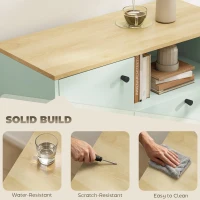 HOMCOM Sideboard Storage Cabinet, 80 cm Buffet Cabinet with 2 Drawers, Open Compartment, Adjustable Shelf, Light Green and Oak(m-6)