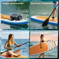 Outsunny Stand Up Paddling Board Set Aufblasbar 305cm SUP Board mit Aluminium-Paddel abnehmbarer Finne Fußschlaufe(m-6)