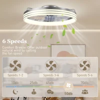 HOMCOM Ceiling Fans with Lights and Remote & App Control, 50cm LED Ceiling Fan Light with 3 Colour Temperatures, 6 Speed, Silver(m-5)