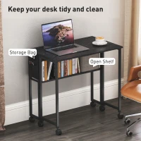 HOMCOM 80 cm Drop Leaf Writing Work Desk - Black(m-5)