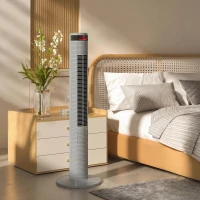 HOMCOM Oscillating Tower Fan Remote Control 3 Speed Modes Cooling Machine, Grey(m-8)
