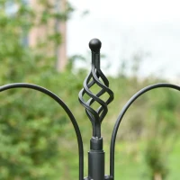 PawHut Decorative Bird Feeding Station for Wild Birds with 4 Hooks 54.5 x 54.5 x 208 cm Black(m-7)