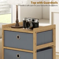 HOMCOM Chest of Drawers, 5 Fabric Drawers Narrow Dresser with Bamboo Frame, Light Grey(m-5)