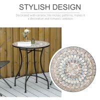 Outsunny Φ60cm Mosaic Outdoor Patio Table - Green(m-4)