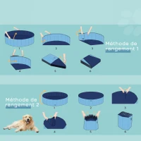 PawHut Collapsible Non-Slip PVC Dog Pool, Easy to Clean, 160 cm Diameter x 30 cm Height, Blue(m-6)