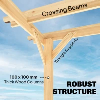 Outsunny 3 x 3 m Wooden Pergola Kit, Garden Pergola Gazebo Arch with Trellis for Climbing Vines, Flowers, Nature Wood Finish(m-5)