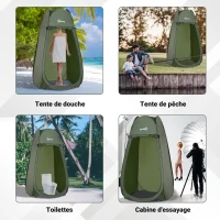 Outsunny Pop-up Shower Tent Portable Folding Toilet Tent UV-resistant with Carry Bag for Beach, Fishing, Hiking, Bathing, Outdoors, Green(m-7)