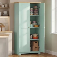 HOMCOM Kitchen Cupboard, 172cm Freestanding Storage Cabinet with Doors and Shelves, Light Green(m-2)