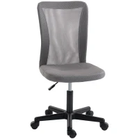 Vinsetto Computer Desk Chair, Mesh Office Chair with Adjustable Height and Swivel Wheels, Armless Study Chair, Grey(m-11)