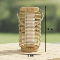 Outsunny Conjunto de 2 Postes Solares de Exterior em Resina Trançada Luminária LED de Jardim em Aço Liga/Desliga Automático Areia(m-3)