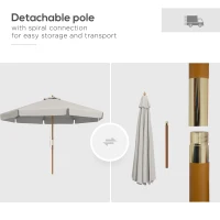 Outsunny 3.3m Elegant Wooden Parasol - Grey(m-4)
