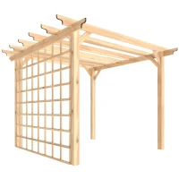 Outsunny 3 x 3 m Wooden Pergola Kit, Garden Pergola Gazebo Arch with Trellis for Climbing Vines, Flowers, Nature Wood Finish(m-1)