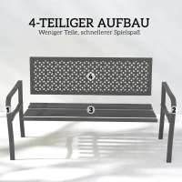 Outsunny Gartenbank 2-Sitzer Metall wetterfest Outdoor Sitzbank mit rostbeständiger Rückenlehne, Geometrisch bis 240 kg(m-7)