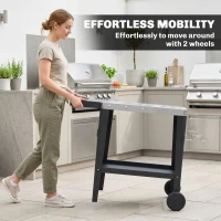 Outsunny Wózek kuchenny na kółkach, wózek serwisowy z haczykami, uchwytem na papierowe ręczniki, stojakiem na worki na śmieci, stal nierdzewna, 115 x 67,5 x 80,5 cm, czarny(m-7)