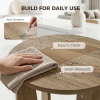 HOMCOM End Table Compact Round Side Table with Curved Legs in Coffee Wood Effect(m-7)