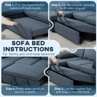 HOMCOM Corner Sofa Bed, L Shaped Sleeper Sectional Sofa with Reversible Storage Chaise, Blue(m-6)