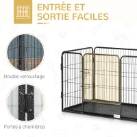 PawHut 4-panel wire-mesh dog playpen with lockable door, dim. 109L x 74l x 71H cm(m-4)