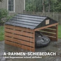 Outsunny Mähroboter Garage Holz Überdachung mit Satteldach wetterfest Garage für Rasenmäher Unterstand 79 x 74 x 54 cm Rotbraun(m-6)