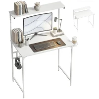 HOMCOM Computer Desk, 80cm Home Office Study Table with Hutch Shelf, Cup Holder, Headphone Hook, White(m-10)