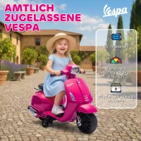 AIYAPLAY Elektro Motorrad Kinder Vespa 6V Elektromotorrad mit Stützrädern, Scheinwerfer, Hupe für 2-6 Jahre 71 x 37 x 52 cm Rosa(m-4)
