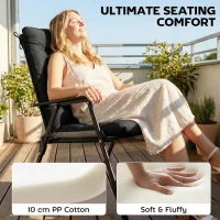 Outsunny Patio Chair Cushions Set of 4, Waterproof Non-Slip Lounge Chair Cushions, 112x53cm, Black(m-4)