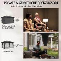 Outsunny Pavillon ca. 4x3m Wasserabweisend Stabil Winterfest Gartenpavillon mit Moskitonetz 4 Seitenteile Lüftung Drainagelöchern(m-6)