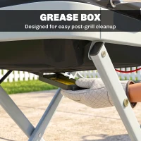 Outsunny Foldable Gas BBQ Grill with Side Table, Portable Gas Barbecue Grill with Thermometer, Grease Box, Wheels, 2.5 kW, Black(m-8)