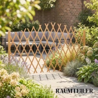 Outsunny Absperrgitter 2er-Set Scherengitter ausziehbar freistehender Scherensperre mit Standfüßen 180 x 30 x 103 cm Braun(m-9)