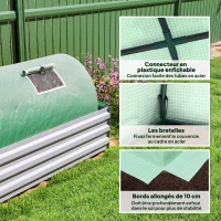 Outsunny Serre de jardin tunnel 5 fenêtres enroulables bâche PE 140 g/㎡ métal époxy 300 x 80 x 45 cm vert(m-6)