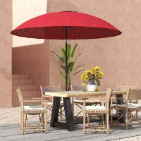 Outsunny Garden Parasol Straight Tilting Round Umbrella with 24 Fiberglass Ribs Crank Aluminum Fiberglass Polyester 260 cm Diameter Red(m-8)