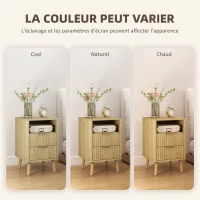 HOMCOM Lot de 2 tables de chevet, tables de nuit avec 2 tiroirs et compartiment ouvert, coins arrondis, 40 x 40 x 61 cm, chêne(m-7)