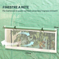 Outsunny Serra a Tunnel per Orto 3x3x2 m in Acciaio e PE Anti UV con Porte Avvolgibili e Finestre, Verde(m-6)