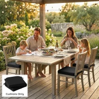 Outsunny Outdoor Chair Seat Cushions Set of 2, Garden Chair Cushions with 7cm Thick Foam & Ties, Black(m-8)