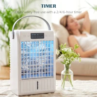 HOMCOM Portable Air Conditioner, 4-in-1 Mini Air Cooler with 4 Wind Speed, 2 Cool Mist, RGB 7 LED Light, White(m-8)