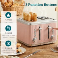 HOMCOM Electric Stainless Steel Kettle and Toaster Set, 3000W 1.7L UK Strix Thermostat Fast Boil Kettle Pink(m-8)
