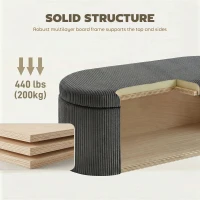 HOMCOM Storage Ottoman, Corduroy Upholstered Ottoman Storage Box with Padded Seat, 105 x 51 x 49 cm, Dark Grey(m-6)