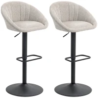 HOMCOM Lot de 2 tabourets de bar, chaises de bar hauteur réglable avec dossier et accoudoirs, repose-pieds, beige(m-1)