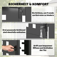 Outsunny Gartentor aus verzinktem Stahl Metall Gartentür mit Griff Schloss 3 Schlüssel abschließbar Zauntor 105x130 cm Dunkelgrau(m-5)