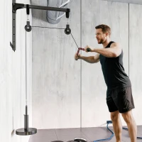 SPORTNOW Poulie musculation maison, cable machine musculation exercices de flexion des biceps, des triceps et des bras(m-10)