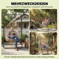 Outsunny Hängesessel-Ständer, 150 kg Tragkraft, für drinnen und draußen, Schwarz(m-5)