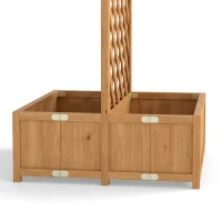 Outsunny Floreira com Treliça de Madeira com 2 Caixas Dobráveis Base de Ripas Vaso Elevado 73x70x170 cm Madeira(m-5)