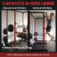 SPORTNOW Power Cage, Rack Regolabile con Capacità di 460KG(m-5)
